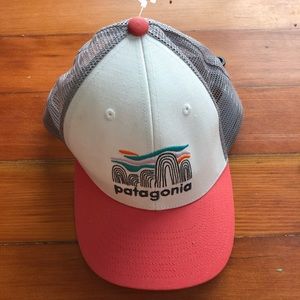 New Patagonia Trucker Cap - Pink with Mountains